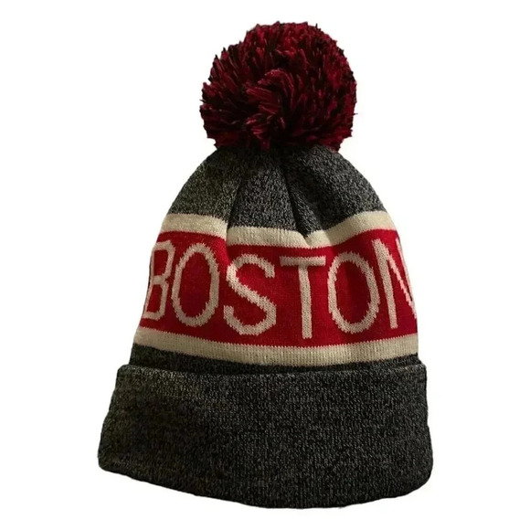 Boston MA beanie with top pom fleece lined - Picture 2 of 3